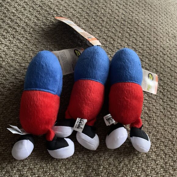 Just for Laughs Contagious Giggling Red Blue Happy Pill Plush *Works* LOT OF 3 - Picture 8 of 10